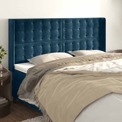  Uzglavlje s u&scaron;ima tamnoplavo 203x16x118/128 cm bar&scaron;unasto Cijene