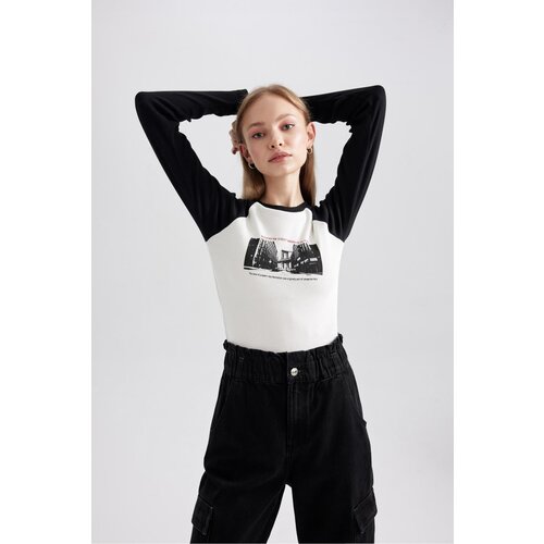 Defacto Slim Fit Crew Neck Camisole Long Sleeve T-Shirt Slike