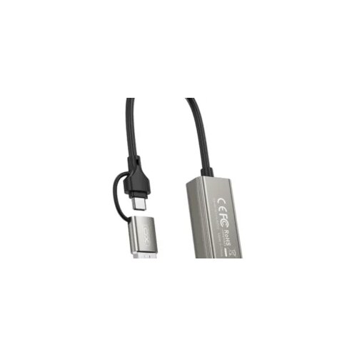 XO HUB018 USB to Type-C 2-in-1 RJ45 hub 2in1 Slike