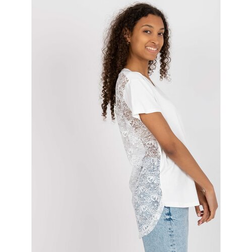 Fashion Hunters Ecru blouse with lace back Slike