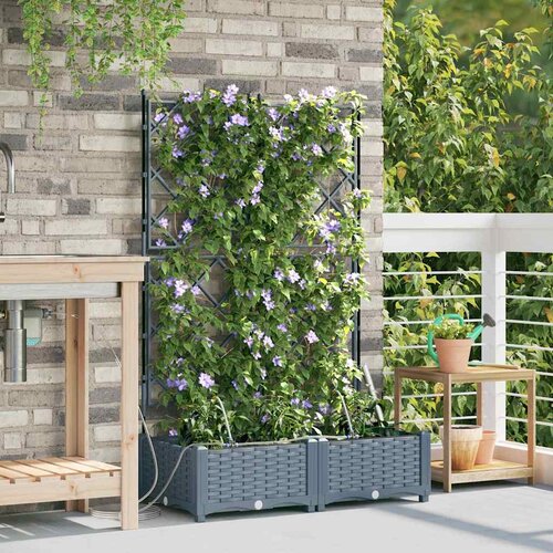  Vrtna saksija 2 pcs Svijetlo siva 80 x 40 x 126 cm Plastika Cijene