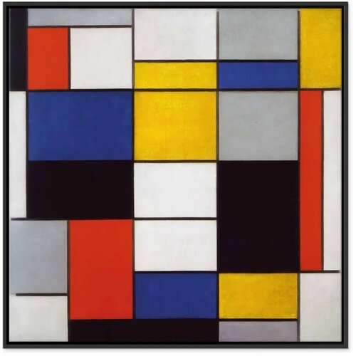 Slika - Piet Mondrian &amp;ndash; Composition A 80x80 U crnom drvenom okviru Slike