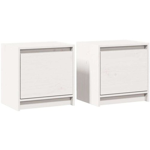 VidaXL noćni ormarići 2 kom bijeli 40x30,5x40 cm od masivne borovine Slike