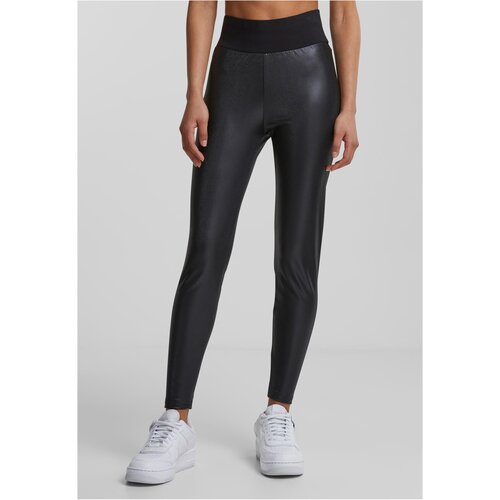 Urban Classics Women's black high-waisted synthetic leather leggings Cene