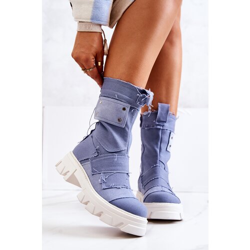 Kesi High zippered boots blue Nerisa Slike