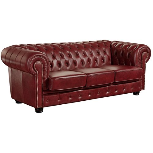 Max Winzer crvena kožna sofa Norwin, 200 cm Slike