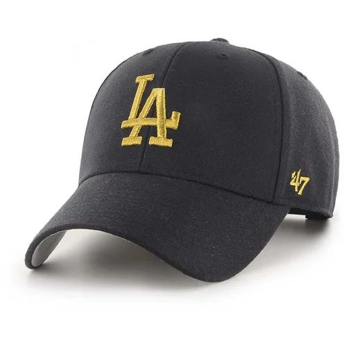 47 Brand Kapa iz mešanice volne MLB Los Angeles Dodgers črna barva