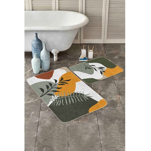 Mila Home Zelene žametne kopalni&amp;scaron;ke preproge v kompletu 2 ks 60x100 cm Illustrated Autumn &amp;ndash; Slike