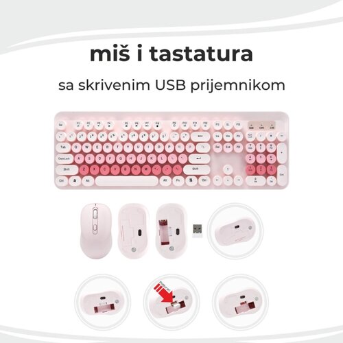  TASTATURA I MI&Scaron; BEŽIČNI SET OP24376 ljubičasta roze *MD WY # Cene