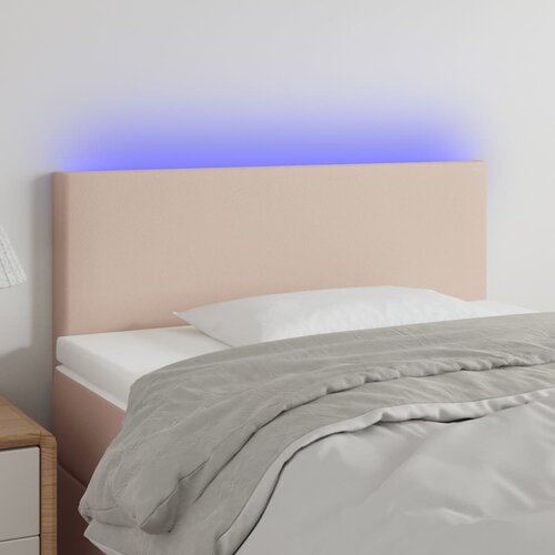 vidaXL LED posteljno vzglavje kapučino 100x5x78/88 cm umetno usnje Cene