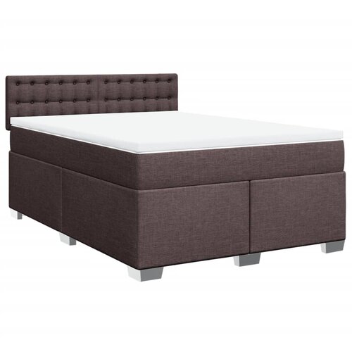 VidaXL Krevet s oprugama i madracem tamnosmeđi 140 x 190 cm od tkanine Slike
