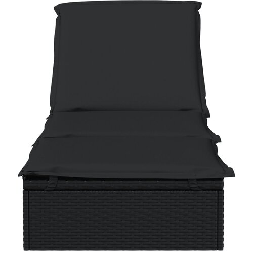 LEŽAJ za sunčanje 1 kom s jastukom crni 201x55x62 cm poliratan Slike
