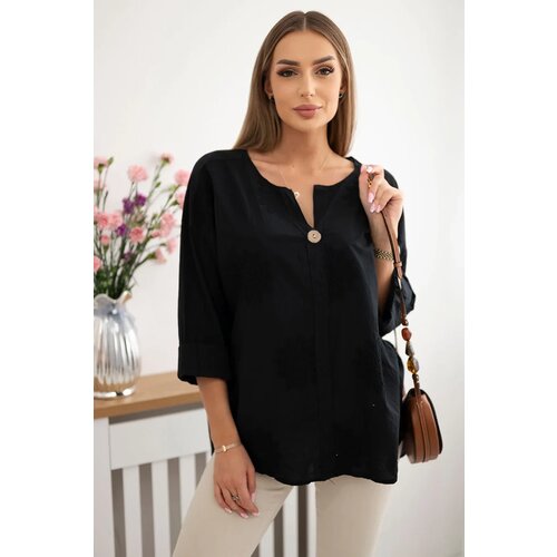 Kesi Włoski Shirt blouse with an embroidered pattern black Cene