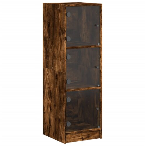 Maison Chic Visoka omara - Komoda - Predalnik s steklenimi vrati dimljeni hrast 35x37x109 cm, (21718829) Cene