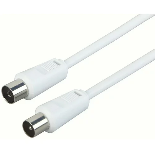 SCHWAIGER Priključni kabel za antenu (3 m, Bijele boje, 75 dB, IEC utikač, IEC utičnica)