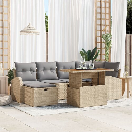 VidaXL 7-dijelni vrtni sofa set s jastučićima bež poli rattan Slike