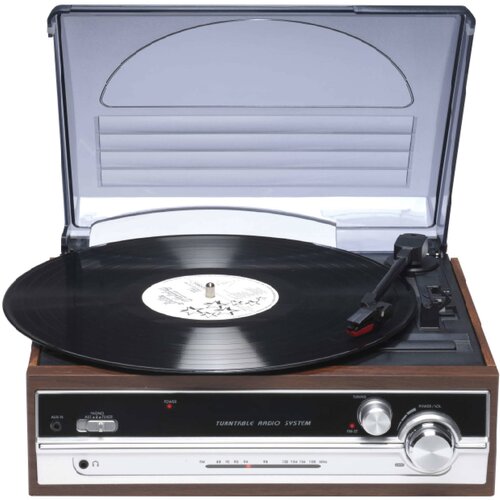 Denver gramofon VPR-190MK2 retro, FM stereo. Zvučnici, 3,5mm ulaz za slušalice. Keramička igla. Boja smeđa Cijene