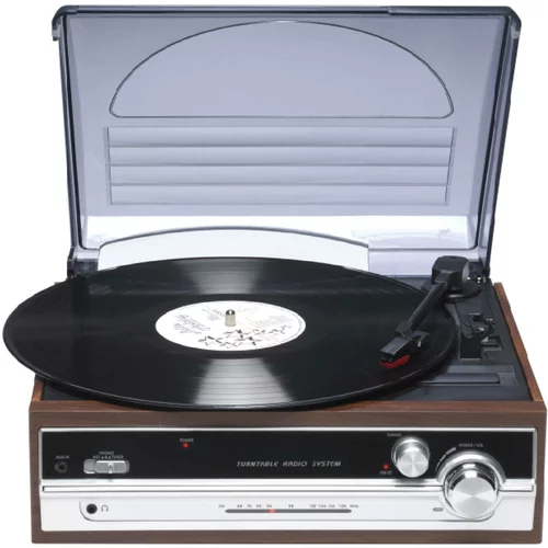 Denver gramofon VPR-190MK2 retro, FM stereo. Zvučnici, 3,5mm ulaz za slušalice. Keramička igla. Boja smeđa