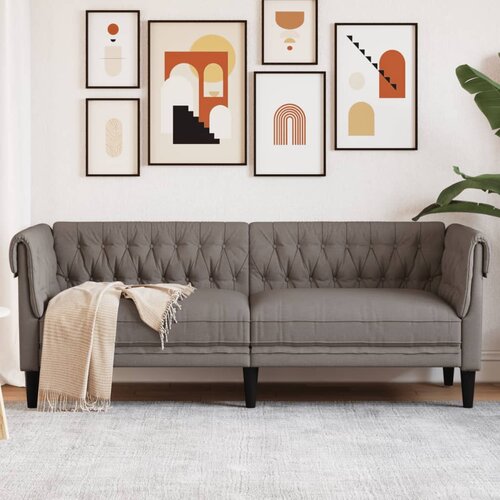 vidaXL Kavč trosed Chesterfield taupe tkanina Cene