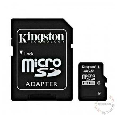 Kingston Micro SDHC 4GB Class 4 sa adapterom SDC4/4GB memorijska kartica Slike