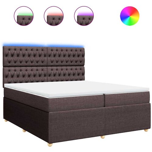  Krevet s oprugama i madracem tamnosmeđi 200x200 cm od tkanine Slike