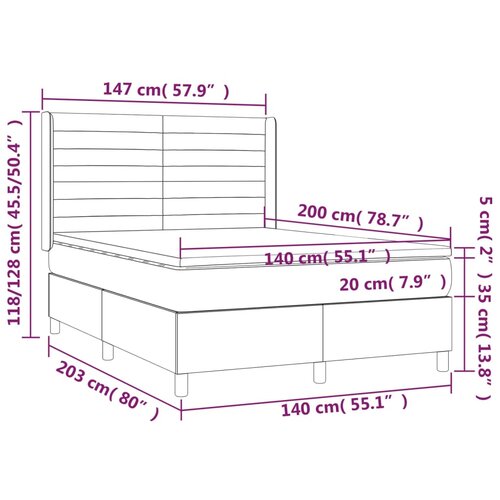  Krevet box spring s madracem LED krem 140x200 cm od tkanine Slike