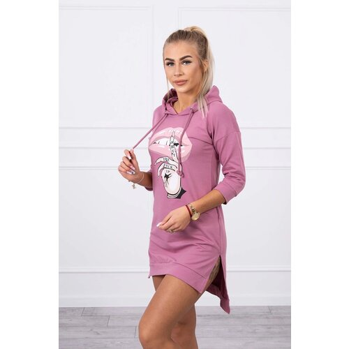 Kesi marka niezdefiniowana Dress with longer back and colorful print dark pink Slike