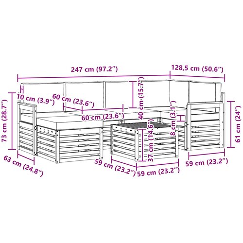  Set vanjskih sofa 7 kom. Bijela i krem Poliester Slike