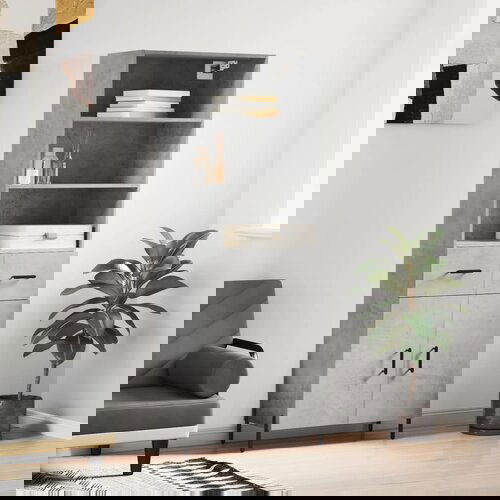 The Living Store Visoka komoda betonsko siva 69,5x34x180 cm inženirski les - Visoka Omara, (21429218) Cene