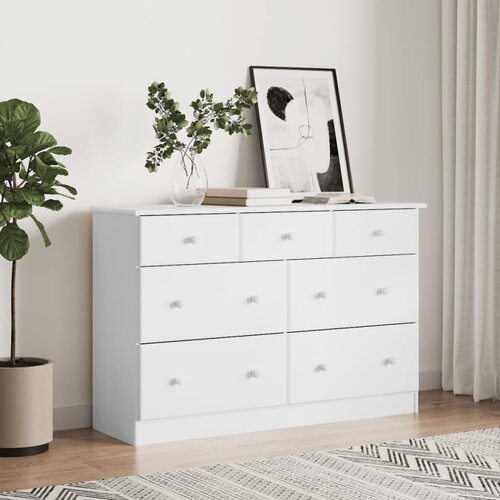 vidaXL Predalnik ALTA bel 112x35x73 cm trdna borovina Cene