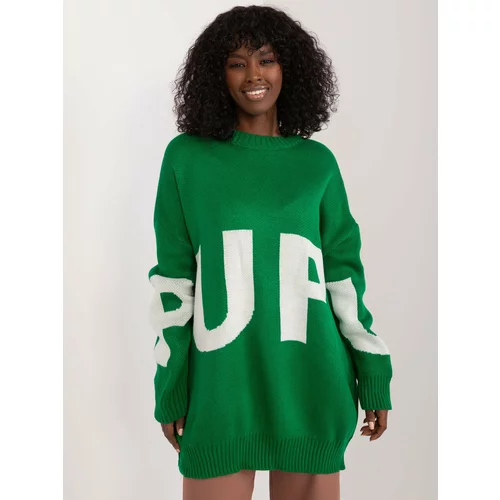 Fashion Hunters Green oversize sweater with a round neckline