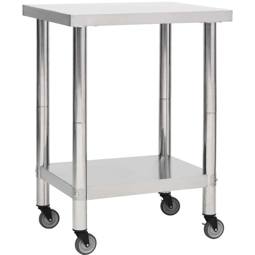vidaXL Kuhinjski radni stol s kotačima 80x45x85 cm nehrđajući čelik Cijene
