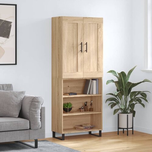 VidaXL Visoka komoda sonoma hrast 69,5x34x180 cm inženirski les Slike