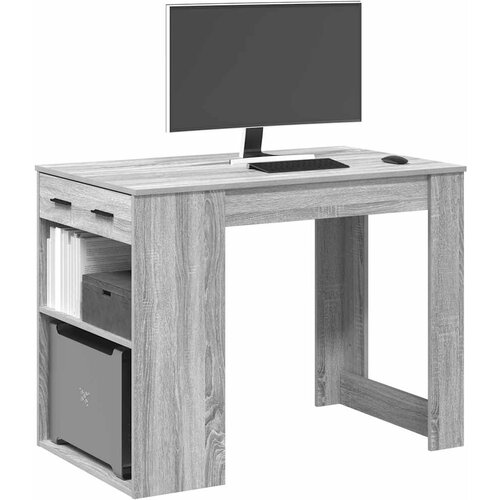 Furnova Pisalna miza s predalom in polico siva sonoma 102x62x77,5 cm, (21925418) Cene