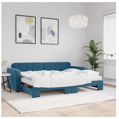 vidaXL Izvlečna dnevna postelja z vzmetnico modra 80x200 cm Cene
