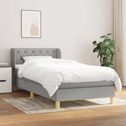  Box spring postelja z vzmetnico svetlo siva 80x200 cm blago, (20725286)