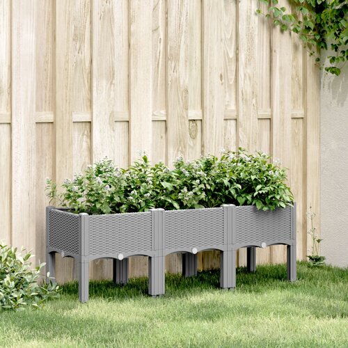  Vrtna sadilica s nogama svjetlosiva 120 x 40 x 42 cm PP Cene