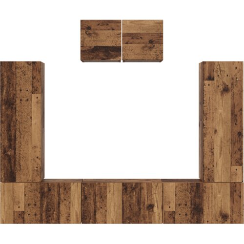 VidaXL Set TV komoda s policom s pohranom s vratima 7 pcs Staro drvo 180 x 30 x 120 cm Slike