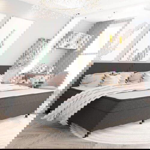 VidaXL Posteljni okvir boxspring sivo blago 200x200 cm Slike