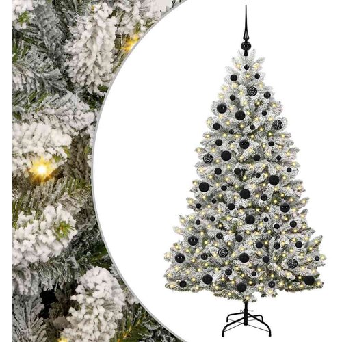 VidaXL Umjetno božićno drvce Zelena i bijela 180 cm PVC i metal Slike