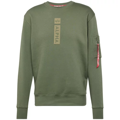 Alpha Industries Sweater majica maslinasta / svijetlozelena / crvena / bijela