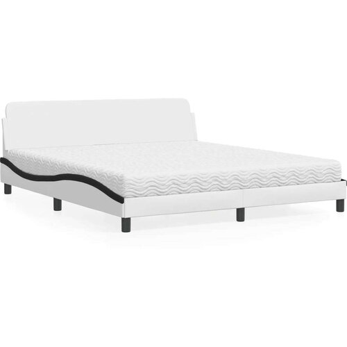 VidaXL Krevet s madracem bijeli i crni 180 x 200 cm od umjetne kože Slike