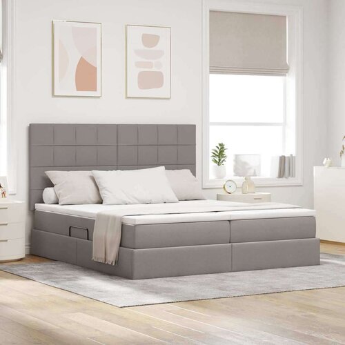  Krevet s od storage Sivo-smeđa 200 x 200 cm Lažna koža Cene