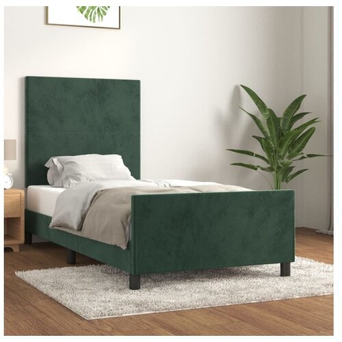  Posteljni okvir z vzglavjem temno zelen 90x190 cm žamet Cene