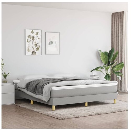  Box spring postelja z vzmetnico svetlo siva 180x200 cm blago Cene