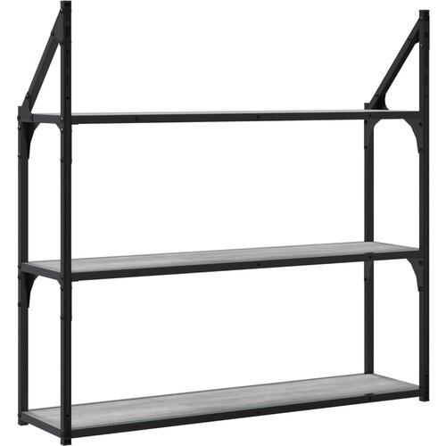  Zidna polica s 3 razine sivog hrasta sonome 80x21x78,5cm drvena Slike