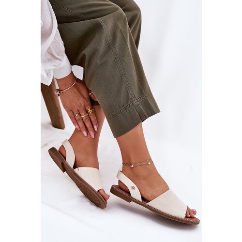 EVENTO Women's sandals on flat heel eco leather beige Dereka Cene