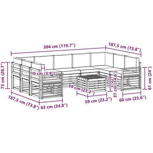  Set vanjskih sofa 10 kom. Prirodna i antracit Slike