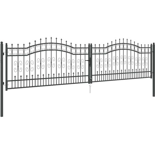  Kapija s vrhom u obliku koplja KAMPEN 404 x 100 cm Čelik Siva Slike