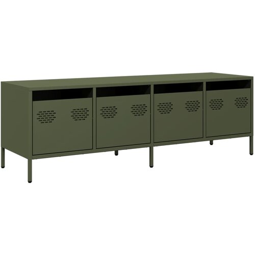 Maison Chic TV omarica - TV enota - Televizijska omarica olivno zelena 135x39x43,5 cm hladno valjano jeklo, (21700327) Slike